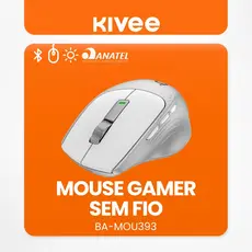 Kivee X Basike Mouse Sem Fio Bluetooth 2.4G Silencioso Ergonômico, DPI Ajustável, Entrada USB-C, Bateria 600mAh MOU393