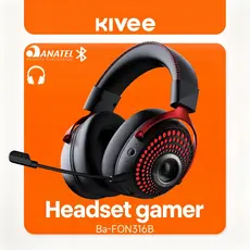 Kivee X Basike Headset Gamer RGB Sem Fio Wireless 2.4GHz Bluetooth 5.4 Wired USB -C Microfone FON316B