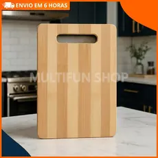 Tábua de Corte Bambu Antibacteriana Cozinha Churrasco Resistente Ecológica Multiuso Petisqueira