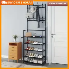 Arara de Roupas com Cabideiro e Prateleiras - Organizador Multifuncional para Roupas e Acessorios