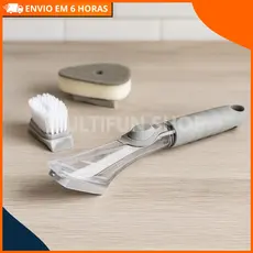 Escova de Limpeza Multiuso com Dispenser Detergente Esponja Lava Louça Estofados