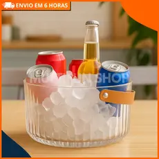 Balde de Gelo Acrílicos Transparente com Alça 3 Litros