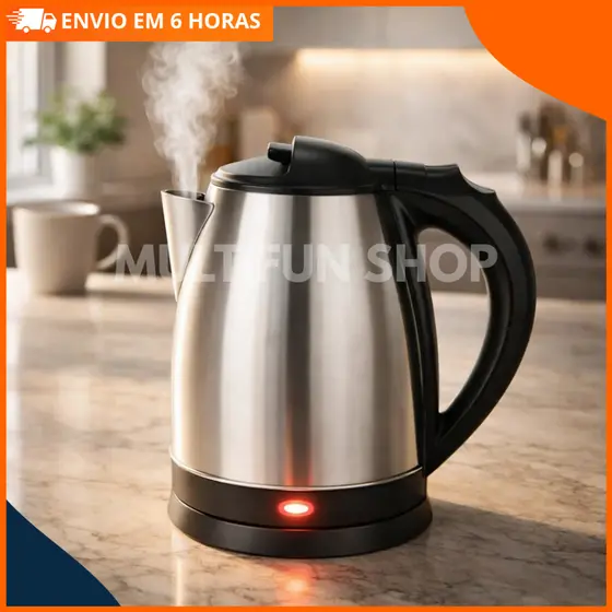Chaleira Elétrica Inox 2 Litros 127V Aquecimento Rápido Base Giratória Design Moderno