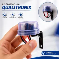 Relé Sensor Fotocélula Bivolt Qualitronix Com Suporte Acende e Apaga Automático Dia e Noite