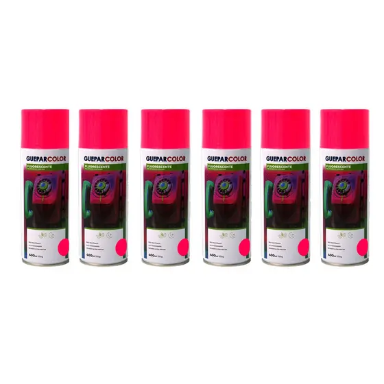 Tinta Spray Pink Fluorescente Guepar color 400ml - 6 Un