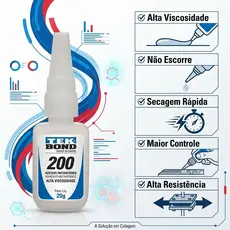 Cola Instantânea Tekbond 200 20g Alta Viscosidade Super Cola para Plástico Borracha Metal Madeira