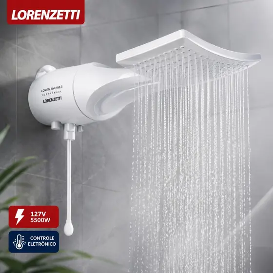 Chuveiro Loren Shower Eletrônico Lorenzetti 127V 5500W Controle Eletrônico de Temperatura