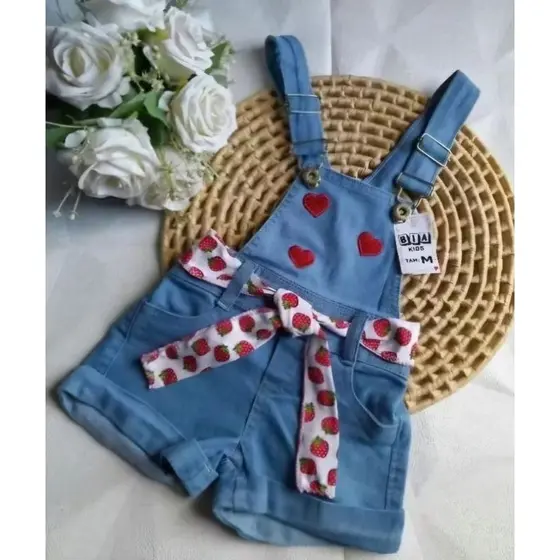 jardineira jeans infantil menina tamanho 1 2 3 anos vestido menina macaquinho infantil menina colorida bebê 1 2 3criança