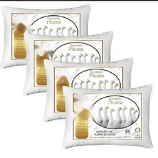 Kit 04 travesseiros de Pluma de ganso sintético 50x70 Promoção macio antialérgico