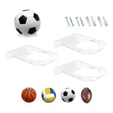 Kit 3 Suportes Carth Acrílico Parede Bola Futebol Basquete Vôlei Cristal