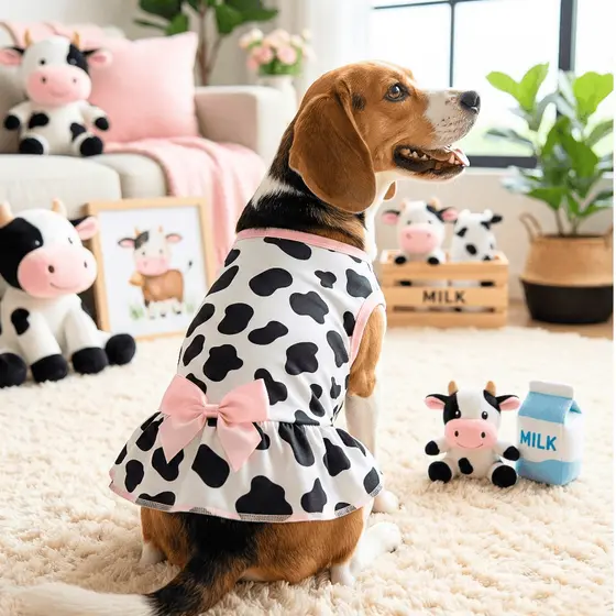 Vestido Pet para Cachorro Fêmea | Roupa Elegante com Laço e Brilho