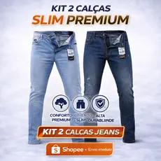 Kit 2 Calças Jeans Masculinas Slim | Qualidade Premium e Fabricação Própria