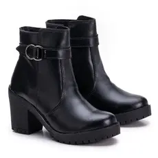 Bota Feminina Branca Cano Curto Salto Medio Tendencia Bota Blogueira Outono Inverno