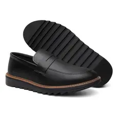 Sapato Masculino Estiloso Casual Tratorado Preto Confortável