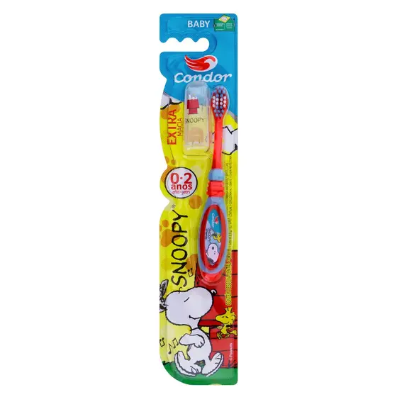 Condor Escova Dental Snoopy Baby- Extramacia Cabeça P Com Capa Infantil Higiene Bucal Divertida Kids