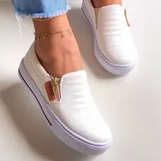 Sapatilha Tênis Feminino Slip On Ziper  Confortável Macia Envio Em 24 Horas