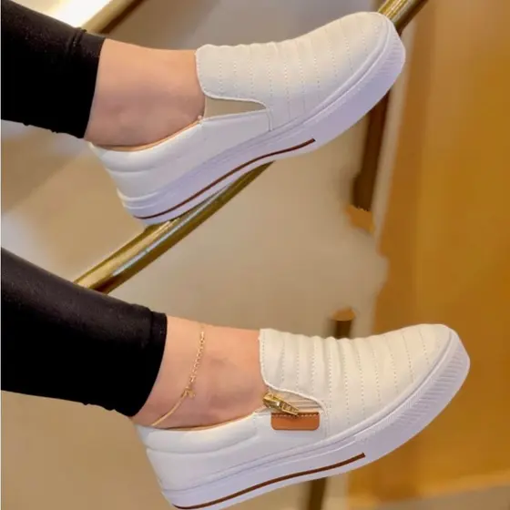 Tênis SLIP ON Sapatilha Feminino Ziper  Confortável Macia Envio Em 24 Horas