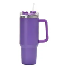 Copo Térmico Aço Inox 1200ml Caneca C/ Alça Canudo Água Gelada Quente Cor: roxo escuro