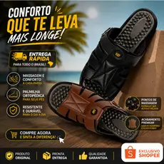 Sandálias Chinelo Franciscana Masculina Cat. Sola Borracha Palmilha Confort Esporão Promoção
