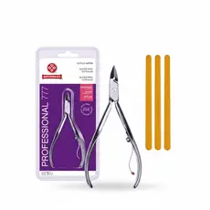 Alicate de Cutícula Unha 777 Profissional Aço Inox Afiado Esterilizável Uso Manicure Pedicure Mundial + 3 Lixas