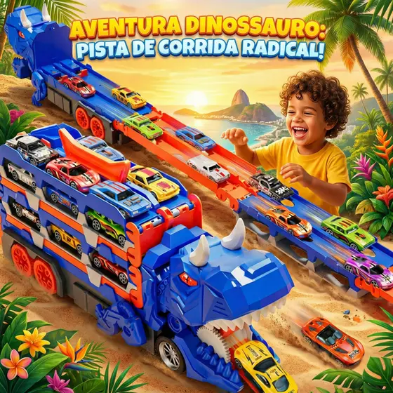 Caminhão Dinossauro Dino Engole Carrinhos Brinquedo Infantil Menino Kit Presente