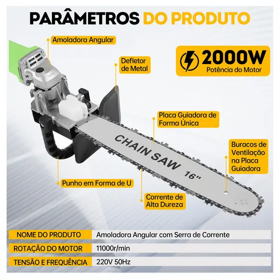 Adaptador Universal 12 p/ Esmerilhadeira e Motosserra Kit Eletrosserra Lixadeira Estoque no Brasil Envio Imediato