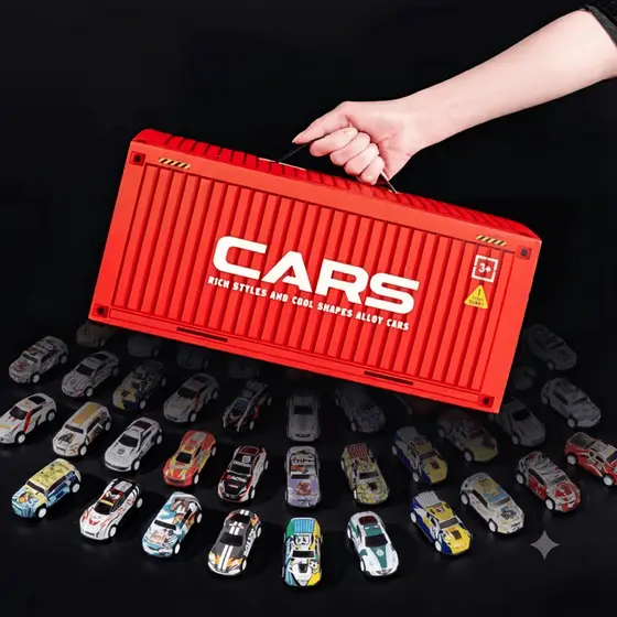 Pista De Corrida Com 48 Carrinhos Friccao Maleta Container Carro De Brinquedo Infantil Miniatura Colecao