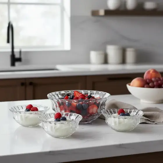 Conjunto de 7 Bowl Konia de Vidro 6pçs 245ml / 1pçs 1,4L