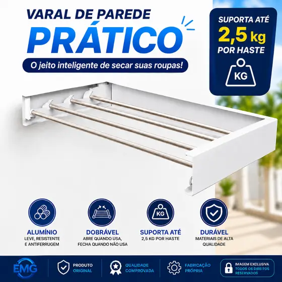 Varal Mágico Retrátil Ideal para Apartamentos e Casas Pequenas Prático Moderno e Menos Espaço