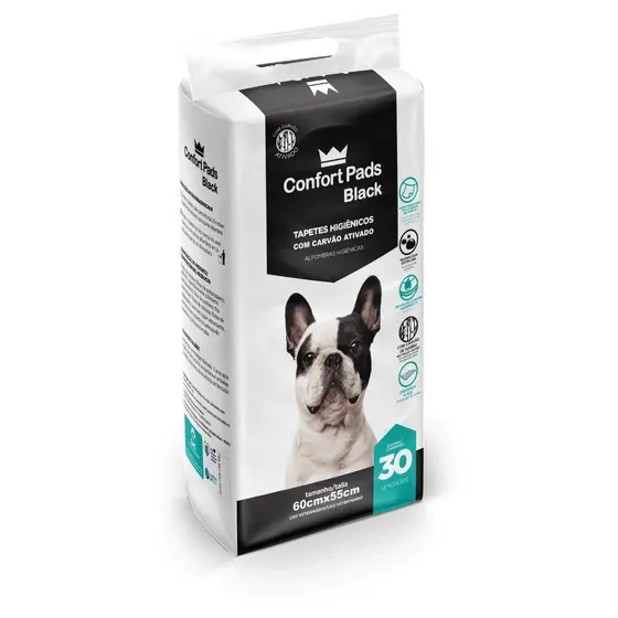 Tapete Absorvente Descartável Confort Pads Preto 55x60 C/30