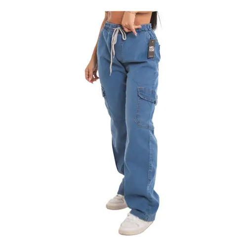Calças Larga Cargo com Bolso Lateral Moda Feminina Street Sk8 Urbano Larga Confortável