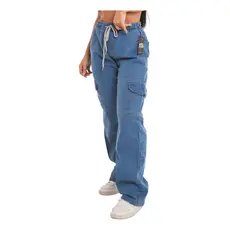 Calças Larga Cargo com Bolso Lateral Moda Feminina Street Sk8 Urbano Larga Confortável