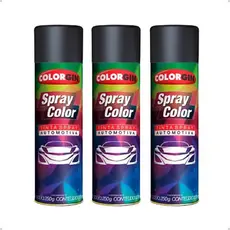 Kit Tinta Spray Automotivo Colorgin Preto Brilhante C/3