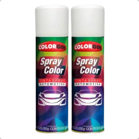 Kit Tinta Spray Automotivo Colorgin Branco Brilhante C/ 2