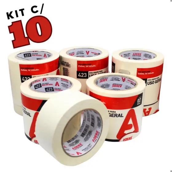 Kit Fita Crepe Uso Geral C/ 10 48mm X 50m 423 - Adere