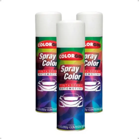 Kit Tinta Spray Automotivo Colorgin Branco Brilhante C/ 3