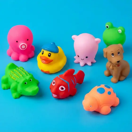 Kit 6 ou 8 Brinquedos Flutuantes para Banho Infantil – Patinhos e Bichinhos para Piscina e Banheira