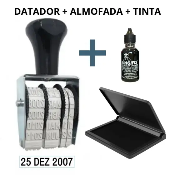 Carimbo Datador 3mm 2022 à 2033 Manual Almofada e Tinta Auto Entintado Automático 3mm Trodat Val Fab Data