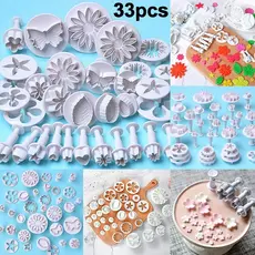 33 Pçs / Conjunto De Molde Para Bolo / Biscoito / Flor / Acessórios De Confeitaria