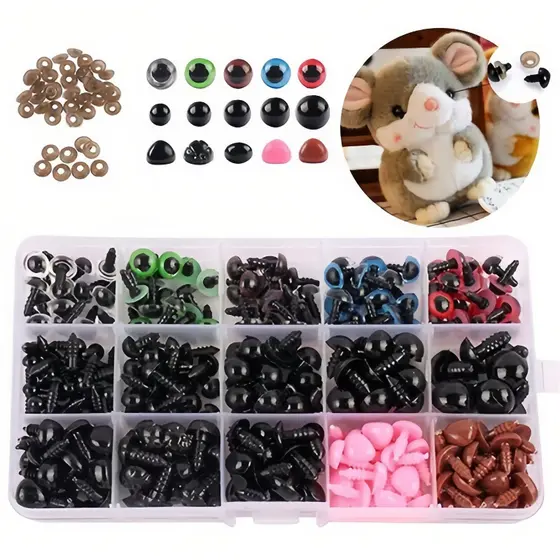 Kit 560 Peças Olhos E Focinhos P/ Amigurumi C/ Travas + Case