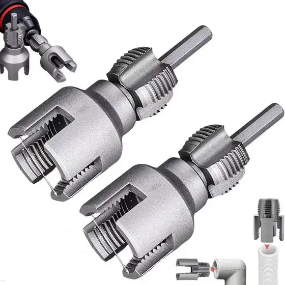 kit 2 Abridores de Roscas Interna e Externa em Tubos de PVC 1/2 3/4 com Encaixe Parafusadeira