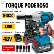 Chave De Impacto Parafusadeira Furadeira 02 Baterias 48v TUDO