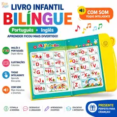 Livro Interativo com Som Bilíngue Português-Inglês Educacional  TUDO