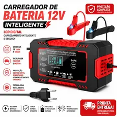 Carregador de Bateria 12V Inteligente Mazzilli – LCD, 15AH a 100AH, Carrega Carro e Moto