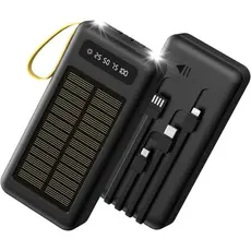 Carregador Portátil Power Bank Solar 20.000mah Com cabos 5 Em1 LED lanterna