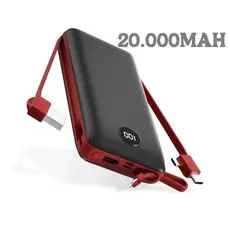 Power Bank Carregador Portátil 20.000mAh Digital compatível com iPhone e Samsung