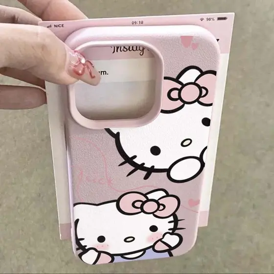 Capa De Telefone Para iPhone 15 16 Pro Max 14 13 12 11 17 18 14 15 Plus XS XR Bonito Dos Desenhos Animados KT Gato Silic