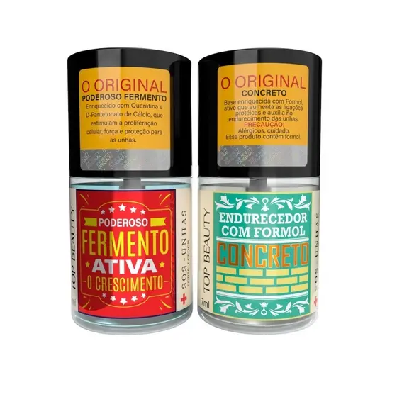 Kit 2 Bases Concreto Endurecedor + Base Fermento Top Beauty - Linha SOS - 7ml