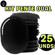 Kit 25 Pente Pata Pata Escova Oval Cor Preto c/ 25 Unidades - Cabelo Masculino Cabelo Curto