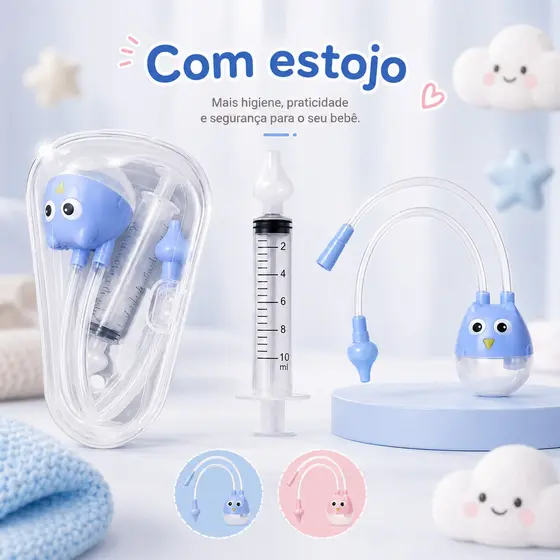 Kit 1 Seringa E 1 Aspirador Lavagem e Limpeza Nasal Bebês Envio Rápido